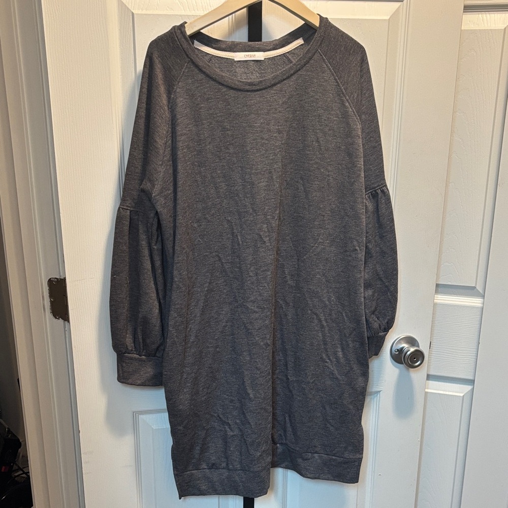 Gray Long Sleeve Sweatshirt Dress